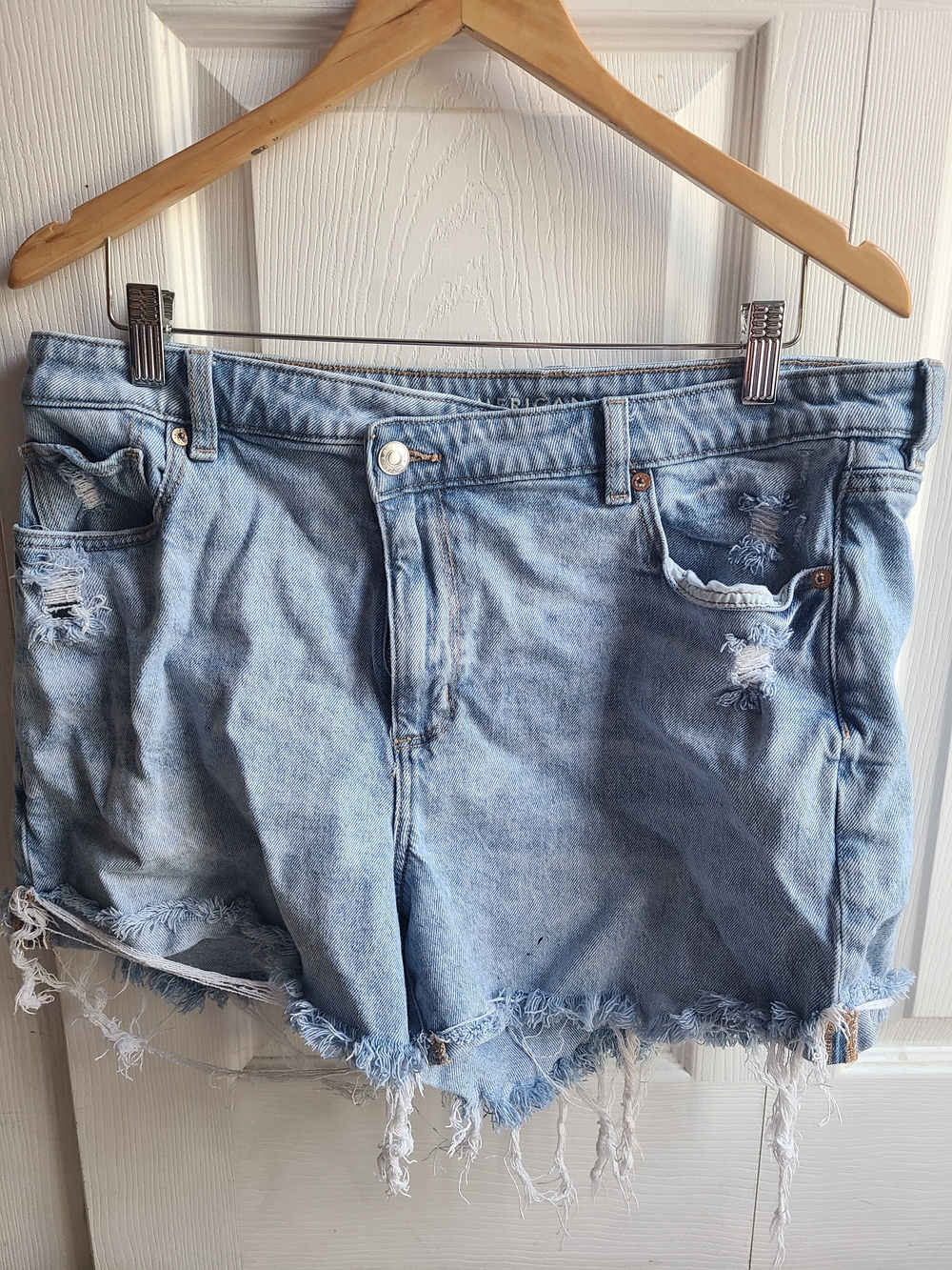 American Eagle Outfitters Light Blue Distressed Denim Shorts